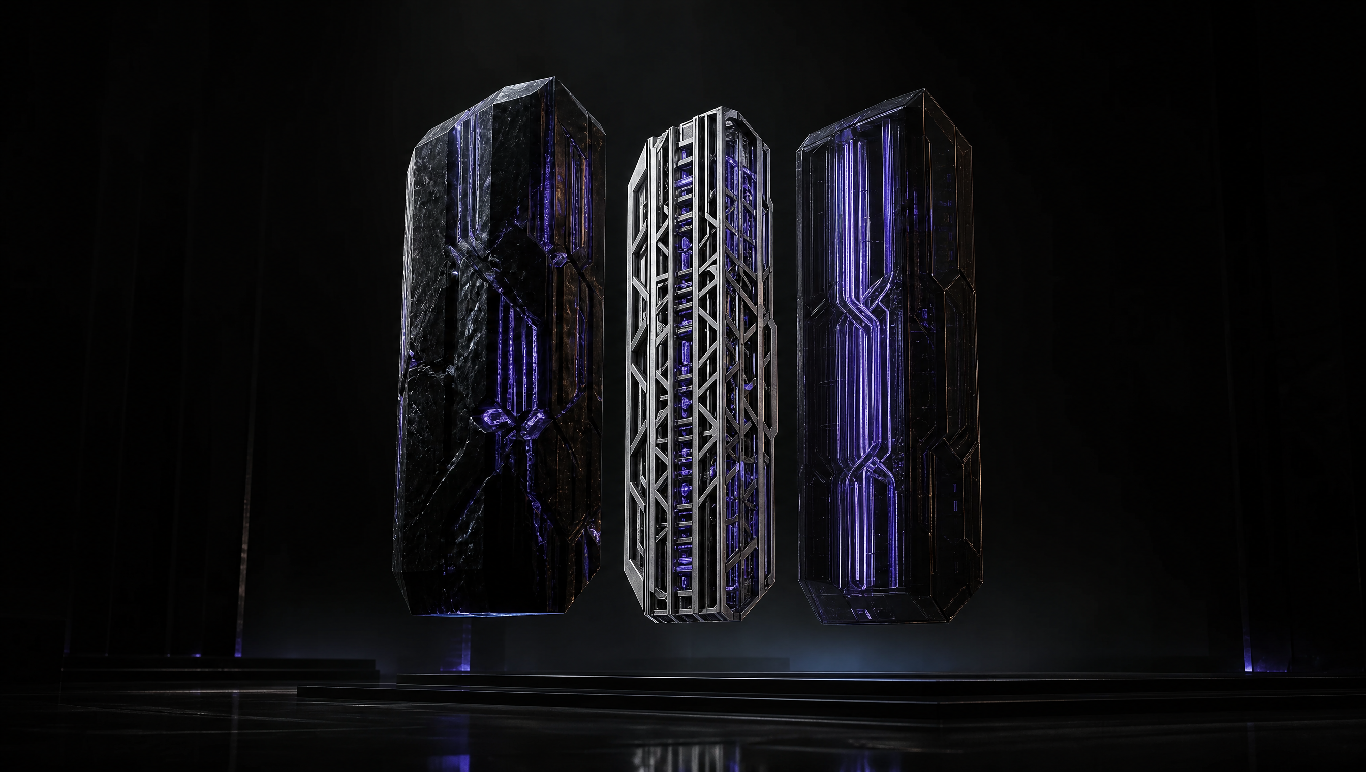 Exploded technical view of the Monolith core with photonic, topological and cryogenic layers separated